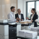 Copieur noir et blanc en fonctionnement pour impression de gros volumes
