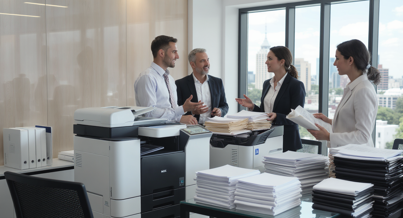 Copieur noir et blanc en fonctionnement pour impression de gros volumes