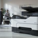 Copieur laser noir et blanc dans un bureau moderne et efficace