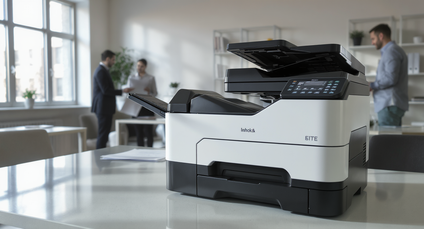 Copieur laser noir et blanc dans un bureau moderne et efficace